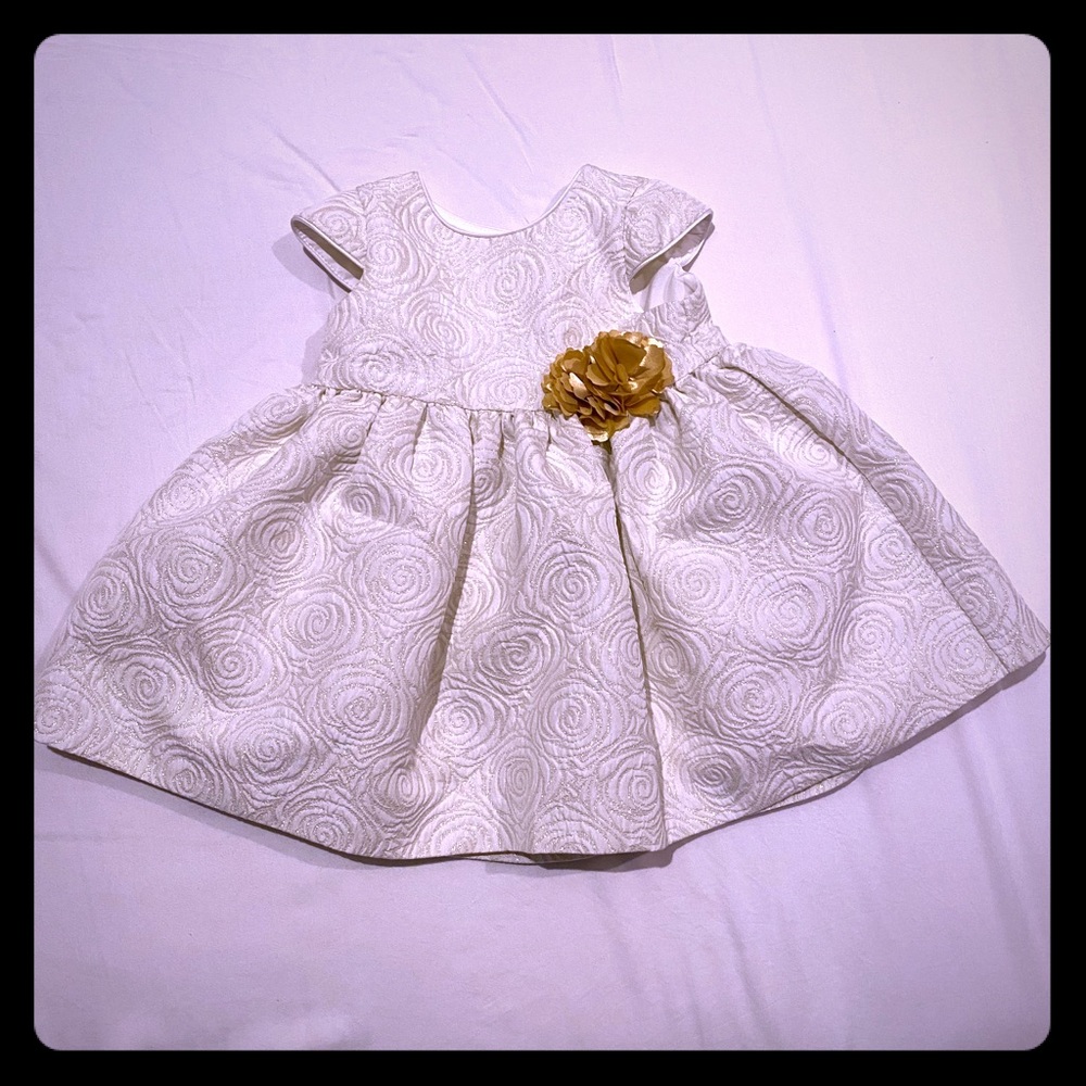 Pippa & Julie flower girl white gold dress formal